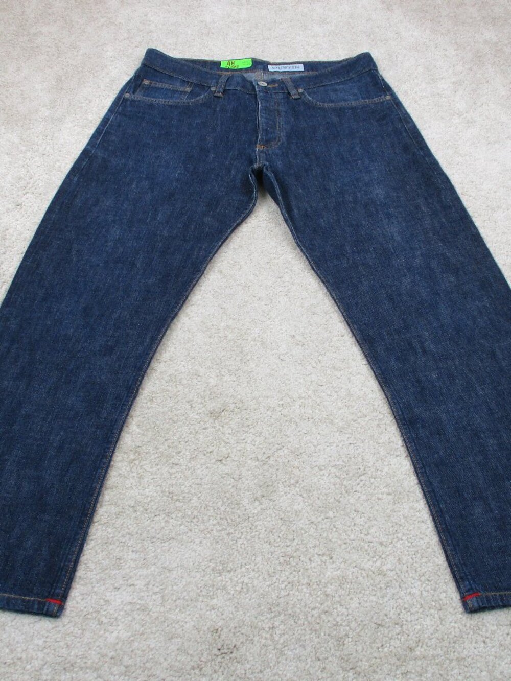 Gustin Jeans Mens 33 Blue Straight Raw Selvedge Denim Button Fly 33x27 USA